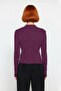 Stand Collar Ribbed Woven Fitted Fit Long Sleeve Basic Knitwear Sweater for Women Winter Elegance and - 4