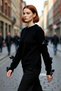 Women's Black Regular Fit Shoulder Open Bow Detail Knitwear Sweater Stylish and Comfortable for Everyday Outfits