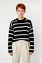 Women's Oversized Crew Neck Striped Knit Sweater Ideal for Winter Days Offering Elegance and Comfort - 2