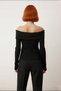 Women's Brown Fitted Carmen Collar Accessory Detailed Slim Knitwear Sweater Stylish and Comfortable Design - 4