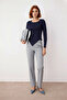 Women's Fitted Navy Blue Crew Neck Knitwear Sweater Modern Asymmetrical Cut Spring Autumn Chic - 2