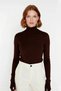 Women's Ecru Slim Turtleneck Fitted Knitwear Sweater Spring Autumn Casual Chic Quality - 2