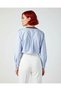 Women's Relaxed Fit V-Neck Striped Shirt Detailed Long Sleeve Thessaloniki Woven Knitwear Sweater Winter - 4