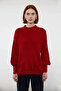 Women's Oversize Balloon Sleeve Thessaloniki Woven Crew Neck Long Plain Basic Knitwear Sweater 100% Acrylic - 2