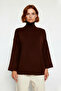 Women's Oversize Turtleneck Low Sleeve Acrylic Knitwear Sweater Long Basic Model for Winter Season - 2