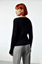 Women's Navy Blue Hair Knit V-Neck Sweater Regular Fit Long Sleeve Basic Daily Chic Quality - 4