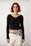 Women's Regular Fit V-Neck Long Sleeve Crop Length Ribbed Acrylic Basic Knitwear Sweater Daily Use - 2