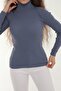 High-Necked Ribbed Knitwear Women's Sweater - 4