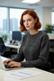 Embroidered Floral Pattern Gray Knitwear Sweater for Women Crew Neck Regular Fit Winter Chic - 3