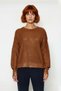 Women's Oversized Crew Neck Long Sleeve Foil Printed Knit Sweater Winter Season Casual Chic - 2