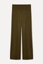 Women's Khaki Knitted Trousers with Elastic Waist
