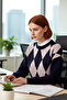Women's Oversized Crew Neck Argyle Patterned Low-Sleeve Knit Sweater Adds Elegance to Winter Style - 3