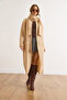 Women's Camel Self-Tie Pocketed Long Cardigan Hrk-19000429 - 2