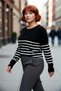 Women's Striped Crew Neck Relaxed Fit Long Sleeve Knit Sweater Offers Everyday Elegance and Comfort