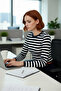 Women's Crew Neck Striped Fitted Acrylic Knitwear Long Sleeve Basic Casual Sweater Style Quality - 3