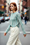 Women's Basic Acrylic Regular Fit Crop Long Sleeve Crew Neck Zebra Pattern Knitwear Sweater Quality