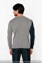 Fitted Fit Crew Neck Color Block Long Sleeve Basic Textured Knit Sweater for Men Good Quality - 4