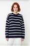 Women's Oversized Crew Neck Striped Knit Sweater Ideal for Winter Days Offering Elegance and Comfort - 2
