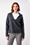 Women's Oversized Lapel Collar Knit Sweater Soft Textured Standard Sleeve Winter Casual Elegance - 2