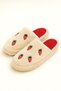 Women's Cream Strawberry Embroidered Plush House Slippers Byndfkb02 - 3