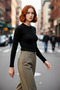 Women's Polo Neck Fitted Knitwear Sweater Long Sleeve with Stylish and Modern Design Ideal for Everyday Outfits