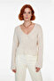 Women's Wide Fit V-Neck Wool Knit Sweater Basic Ribbed Long Sleeve Ideal Choice for Everyday Chic - 2