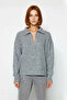 Women's Oversized Polo Neck Low Sleeve Ribbed Knit Sweater Winter Casual Chic Comfortable - 2