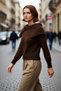 Women's Ecru Turn-Down Collar Regular Fit Acrylic Knitwear Sweater Long Sleeve for Winter Stylish and Comfortable Wear