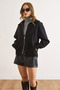 Women's Black Lined Sleeve Back Detailed Cashmere Jacket Ckt-19000487 - 4
