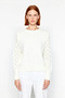 Women's Exclusive Acrylic Openwork Long Sleeve Crew Neck Knitwear Sweater Regular Fit Ideal for Winter Chic - 2
