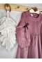 Corded Fabric Dried Rose 4-5 Years Old Velvet Dress - 3