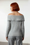 Women's Carmen Collar Regular Fit Long Sleeve Ribbed Knit Sweater Offers Day and Night Elegance - 4