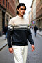 Men's Fitted Ethnic Patterned Crew Neck Knit Sweater Ideal for Winter Days a Stylish and Comfortable One