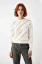 Regular Fit Openwork Knitwear Sweater for Women Crew Neck Low Sleeves Modern Elegance Quality - 2