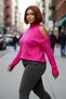 Women's Relaxed Fit Stand Collar Low Long Sleeve Off-The-Shoulder Detailed Modern Comfortable Knitwear Sweater