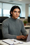 Men's Gray Regular Fit Half Zipper Stand Collar Argyle Pattern Knitwear Winter Long Sleeve Sweater - 3