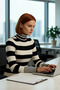 Women's Striped Turtleneck Knit Sweater Basic Regular Fit Winter Long Sleeve Offers Everyday Chic - 3