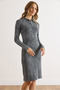 Women's Anthracite Polo Neck Washable Stretchy Mini Dress Elb-19002547 - 3