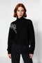 Women's Turtleneck Regular Fit Stone Detailed Knitwear Sweater Medium Thickness Ideal for Winter and Autumn - 2
