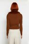 Women's Fitted Lace-Up Fur Collar Crop Knit Sweater Adds Elegance to Your Winter Outfits. - 4