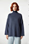 Women's Oversize Turtleneck Low Sleeve Acrylic Knitwear Sweater Long Basic Model for Winter Season - 2