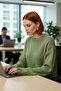 Women's Oversized Knit Crop Sweater with Low Sleeves and Flowing Detail Offers Modern Chic with Its Soft Texture - 3