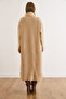 Women's Camel Self-Tie Pocketed Long Cardigan Hrk-19000429 - 5