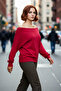 Women's Carmen Collar Plain Knitwear Sweater with Slim Fit Structure Offers Spring Autumn Daily Chic Quality