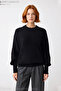 Women's Oversize Balloon Sleeve Thessaloniki Woven Crew Neck Long Plain Basic Knitwear Sweater 100% Acrylic - 2