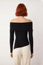 Women's Fitted Carmen Collar Slim Knitwear Sweater Long Standard Sleeve Plain Premium Yarn Autumn Chic - 4