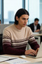 Men's Fitted Ethnic Patterned Crew Neck Knit Sweater Ideal for Winter Days a Stylish and Comfortable One - 3