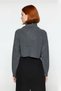 Women's Oversize Crop Zippered Stand Collar Thessaloniki Woven Acrylic Knitwear Sweater for Winter Daily Outfits - 4