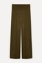 Women's Khaki Knitted Trousers with Elastic Waist - 2