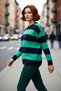 Women's Striped Crew Neck Regular Fit Low Arm Long Sleeve Knitwear Winter Comfortable Stylish Sweater